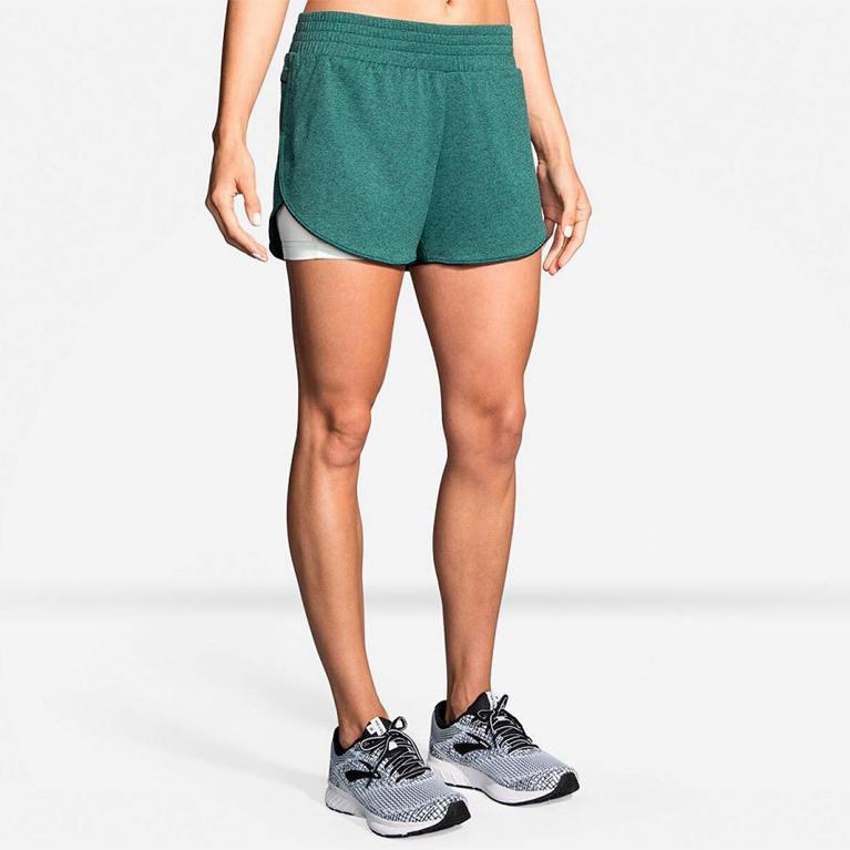 Brooks Rep 3 2-in-1 Womens Running Shorts - Green - Indonesia (DZGW-43917)